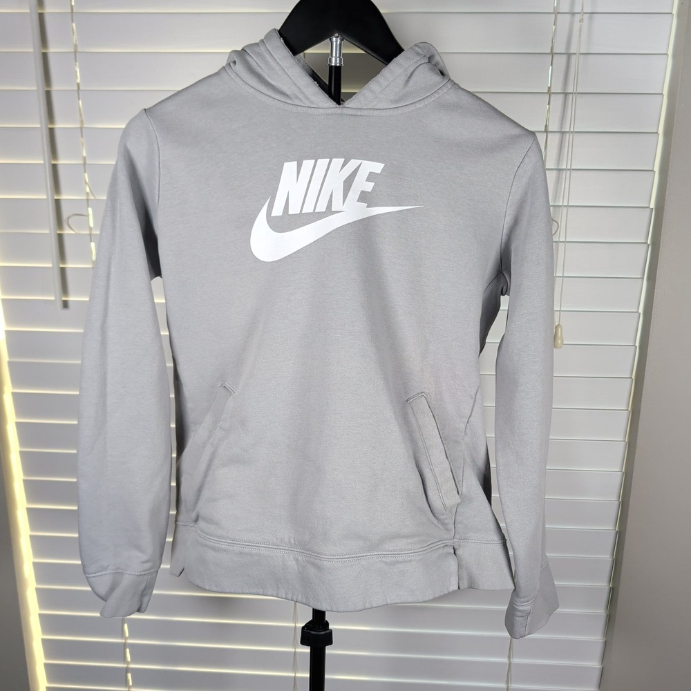 Nike Hoodie Kids XL Gray Pullover Sportswear Futura Logo Sweatshirt Excellent